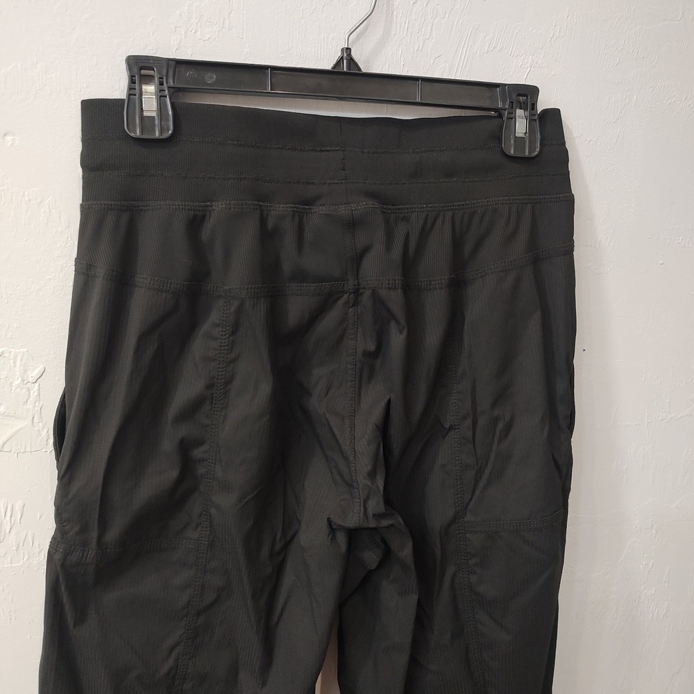 American Tall Flare Pants Women Sz Medium Black High Rise Pockets Rip Stop 33" - Picture 4 of 8